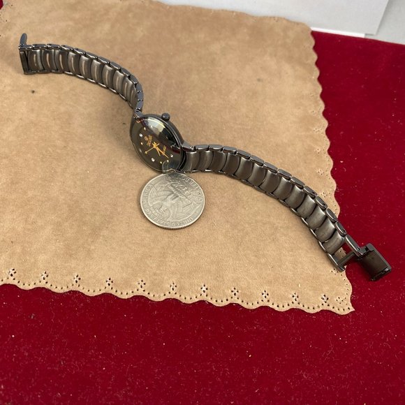 Fabulous Swistar Black Metal Link Crystal Watch - Picture 8 of 9